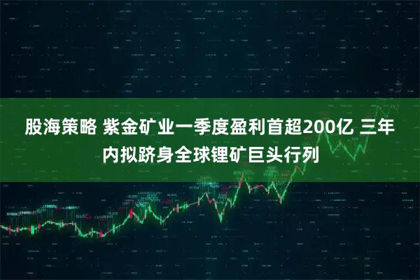 股海策略 紫金矿业一季度盈利首超200亿 三年内拟跻身全球锂矿巨头行列